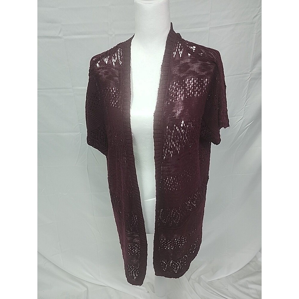 Cloud Chaser  Sz M maroon Pullover Coastal Beachy open shrug cardigan